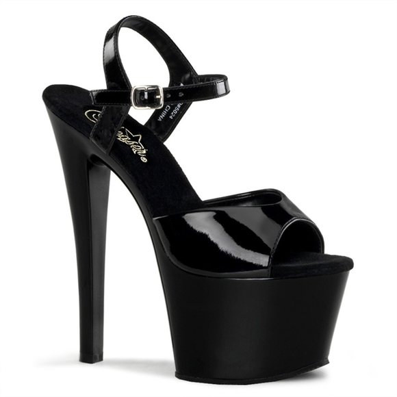 Pleaser Sky 309 Black Platform Heels Sandals - Picture 1 of 5
